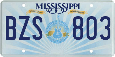 MS license plate BZS803