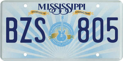 MS license plate BZS805