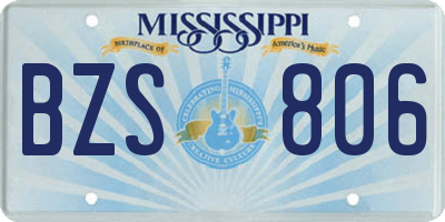 MS license plate BZS806