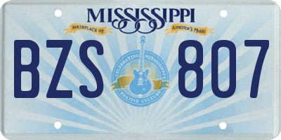 MS license plate BZS807