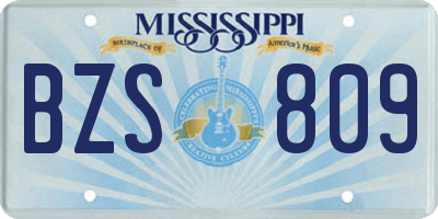 MS license plate BZS809