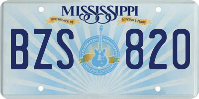 MS license plate BZS820