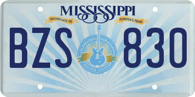 MS license plate BZS830