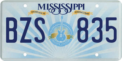 MS license plate BZS835