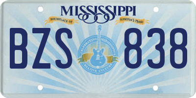 MS license plate BZS838