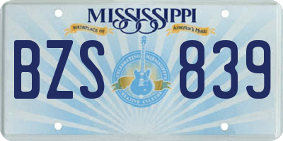 MS license plate BZS839