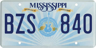 MS license plate BZS840