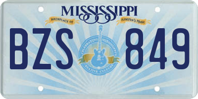 MS license plate BZS849