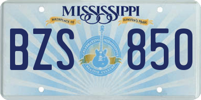 MS license plate BZS850