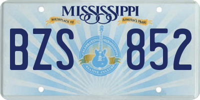 MS license plate BZS852