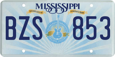 MS license plate BZS853