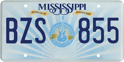 MS license plate BZS855