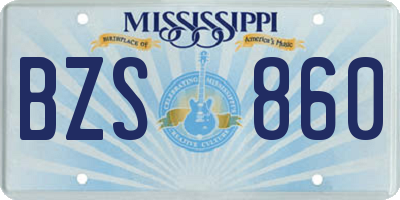 MS license plate BZS860
