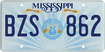 MS license plate BZS862