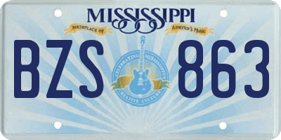 MS license plate BZS863
