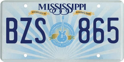 MS license plate BZS865