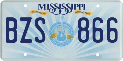 MS license plate BZS866