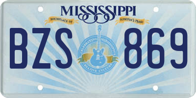 MS license plate BZS869