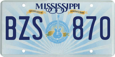 MS license plate BZS870