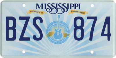 MS license plate BZS874