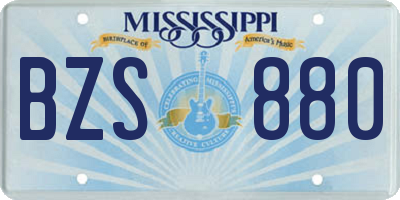MS license plate BZS880