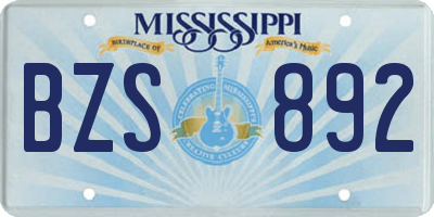 MS license plate BZS892