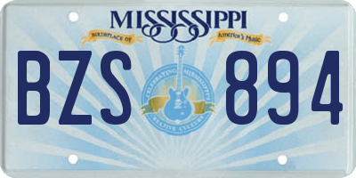 MS license plate BZS894