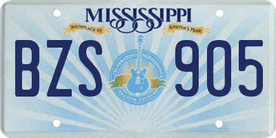 MS license plate BZS905