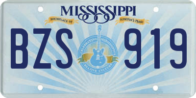 MS license plate BZS919