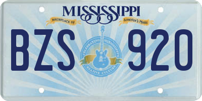 MS license plate BZS920