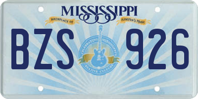 MS license plate BZS926