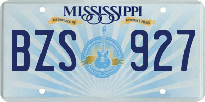 MS license plate BZS927