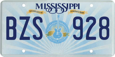 MS license plate BZS928