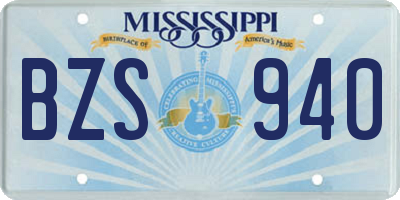 MS license plate BZS940