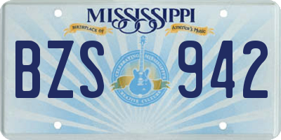 MS license plate BZS942