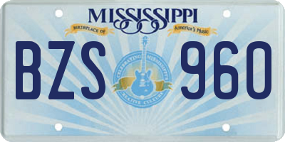 MS license plate BZS960