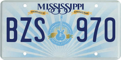 MS license plate BZS970