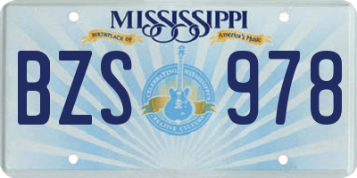 MS license plate BZS978
