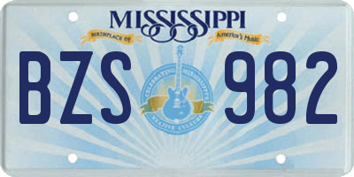 MS license plate BZS982