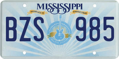 MS license plate BZS985