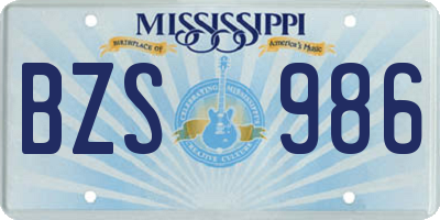 MS license plate BZS986