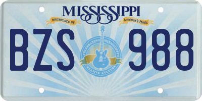MS license plate BZS988