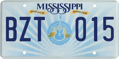MS license plate BZT015