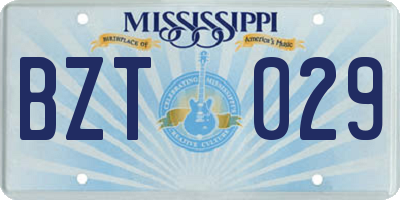 MS license plate BZT029