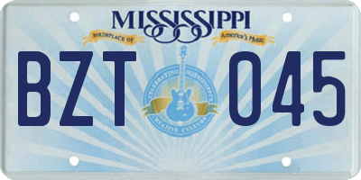 MS license plate BZT045