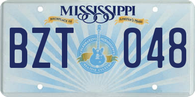 MS license plate BZT048