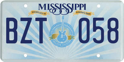 MS license plate BZT058
