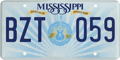 MS license plate BZT059