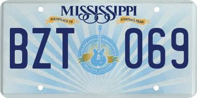 MS license plate BZT069