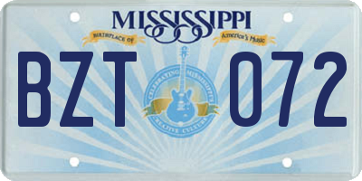 MS license plate BZT072